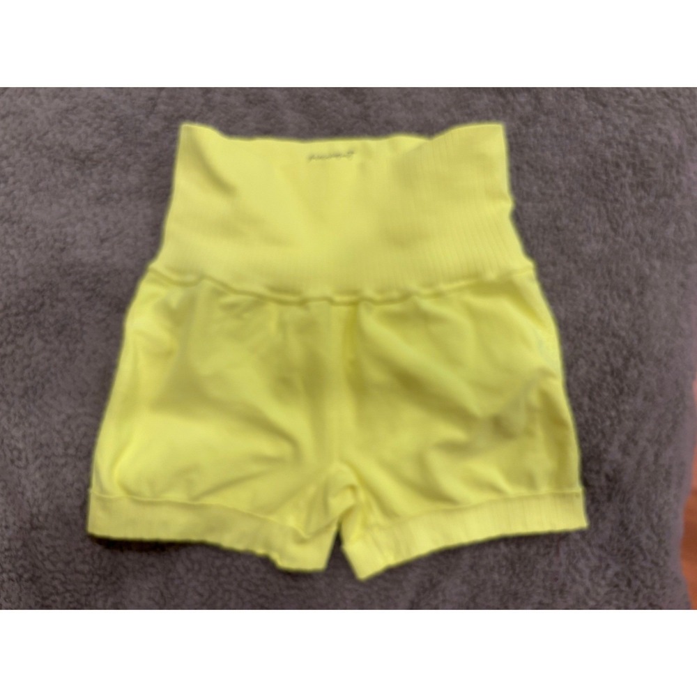 Free People Movement x The Class Neon Yellow Seamless High Waist bike Short XS/S - Picture 2 of 3